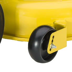 Mower wheels are double-captured for durability