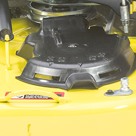 Hinged spindle pocket cover on the 42A Mower
